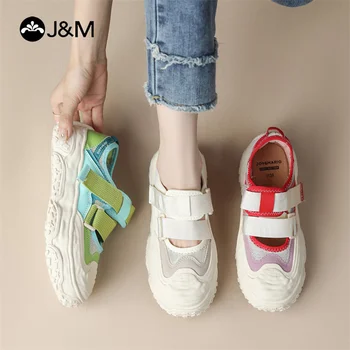 Дамски маратонки JOY & MARIO в корейски стил, с луксозна бяла, спортни обувки за джогинг, пешеходен туризъм, дишаща ежедневни обувки