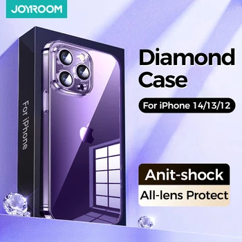 Joyroom Прозрачен Диамант Калъф За iPhone 14 13 12 Pro Max PC Противоударные антижелтые Калъфи За Телефони С Пълна Защита на Обектива