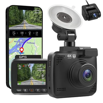 NOYAFA NF-V53 Автомобилна камера един dashcam DVR рекордер Dvr огледален записващо устройство, GPS, Wi-Fi, Двойна леща 4K UHD Паркинг Авторегистратор