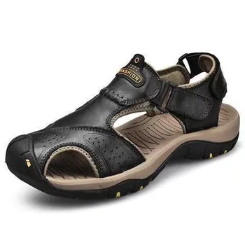 Летни класически мъжки сандали Меки сандали са удобни мъжки обувки, сандали от естествена кожа в голям размер, Меки улични мъжки римски сандали