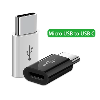 1000 бр. Микро-USB женски тип C мъжки адаптер Конвертор Micro-B USB-C конектор кабел за зареждане и Адаптер
