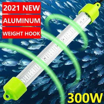 Синя риболовна алуминиева стръв подводен бял жълт тел Зелен потопяема лампа с висока мощност