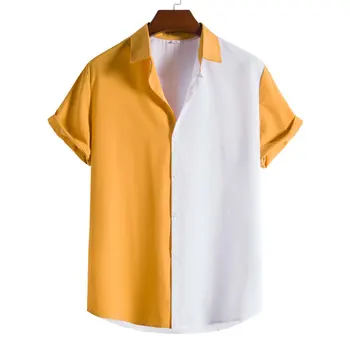Летни ризи за всеки ден с 3D графичен принтом и къс ръкав за мъже, ежедневни блузи с ревери, мъжки дрехи, блуза