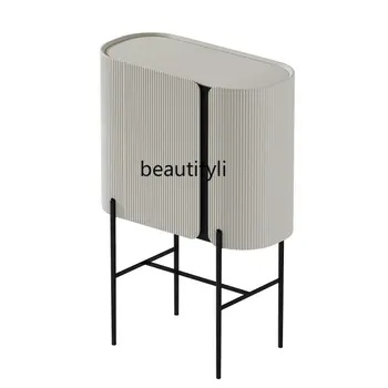 yj Френски модерен минималистичен шкаф за съхранение в хола Италиански луксозен лек крем арт скрин за спалня