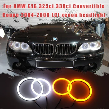 LED SMD Памук Лампа Switchback Angel Eye Halo Ring DRL Комплект за BMW E46 325ci 330ci Кабриолет Купе 04-06 ИРТ на Ксенон Фаровете