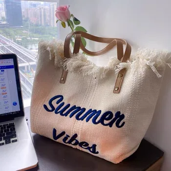 Плажна чанта, холщовая чанта-тоут голям капацитет, дамска чанта, нова чанта на едно рамо
