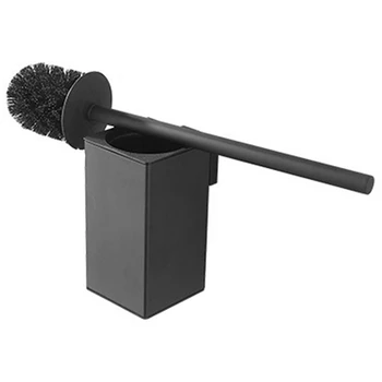 3X четка за тоалетна от неръждаема стомана, черен държач четки за почистване на баня с монтиране на стена за четка за тоалетна