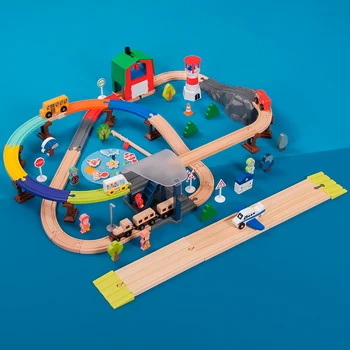 Дървена пътека в събирането, строителни блокове, серия от звукови и светлинни платформи, интерактивни играчки за деца 2-6 години