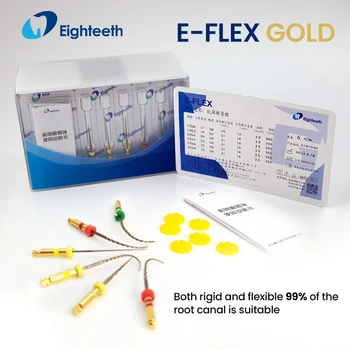 Напильники NiTi Eighteeth E-FLEX GOLD с променлива стъпка NiTi - безопасни и по-ефективни инструменти за обучение на коренови канали за извити канали