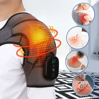 Нагревающее масажно устройство Инфрачервена терапия Вибрираща електрически масажор за рамене, обертывающий колан на врата, гърба, тялото, за улесняване на болката при артрит