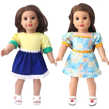 18-инчов американската стоп-моушън дрехи за момичета, поли с анимационни принтом + лента за коса, подходящ за 43 см, кукла-реборн, играчки, аксесоари за куклата къща, подаръци