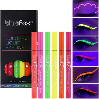 Комплект моливи за очна линия на очите в 6 цвята, комплект издръжлива и непромокаеми дръжки за очна линия на очите, бързосъхнеща, светещ в тъмното козметика за очи