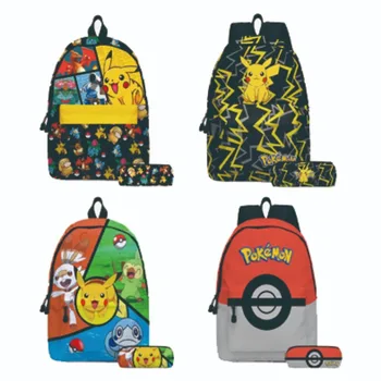 2 предмета, раница с изображение, Пикачу, училищна чанта с покемонами, чанта за моливи, чанта за обяд с елфски покемоном, училищна чанта с изображение Mochila