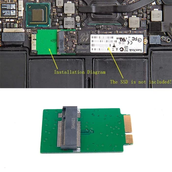 M. 2 NGFF SSD-карта 12 + 6-пинов адаптер за MacBook Air 2010 2011 A1370 A136
