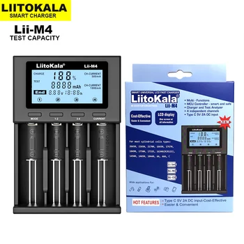 LiitoKala Lii-M4 може да тествате зарядно устройство с капацитет на батерията, общо ИНТЕЛИГЕНТНО зарядно устройство с LCD дисплей и 5 е 26650 18650 21700 18500 AA AAA