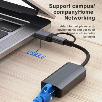 RYRA 2 В 1 USB 3.0 + Type-C КЪМ RJ45 кабел за Удължаване Hub 1000 М Ethernet Адаптер За Преносими КОМПЮТРИ Macbook Аксесоари USB-C HUB