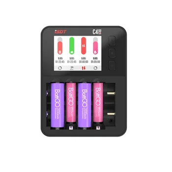 Интелигентно Зарядно устройство ISDT C4 EVO с изход Type-C QC3.0 за литиево-йонна батерия AA AAA с IPS-дисплей