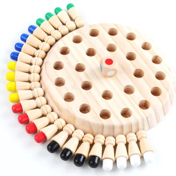 Детски дървени играчки, Пъзели шахматен мач с паметта цвят на Интелектуална детски парти игри, детски забавни образователни играчки