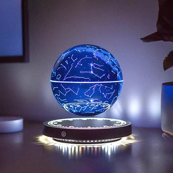 Нова Led нощна светлина с 3D принтиране, Креативната Сфера на Звездната Светлина с Магнитна Левитацией, 10-Цветен Градиент на Въртящата Атмосферни Лампа, Подарък