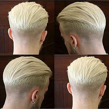 Пълен Поли Мъжки Перуки, изкуствена коса, изработени от Естествена Кожа, Blond, Тънка Кожа, Система за Човешки Косъм, за Подмяна на Косата, Всички Изкуствени Перуки за Мъже 8x10 Инча