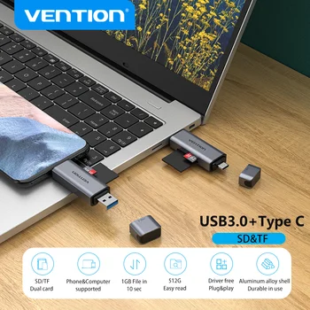 Vention Card Reader USB3.0 C Четец за карти Micro SD за Преносим Компютър Smart Memory Cardreader Четец на карти SD C USB Адаптер за карти