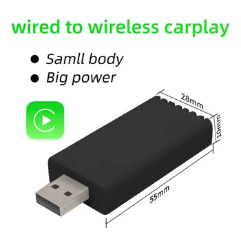 Кабелен до Безжичен Адаптер CarPlay за OEM автомобилна стерео с USB Plug and Play, Smart Link Phone Автоматично свързване към CarPlay