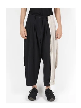 Спално бельо, двуцветен панталон с еластична гумена лента на талията Yohji Yamamoto панталони homme панталони yohji панталони ежедневни панталони широките панталони Owens мъжки панталони