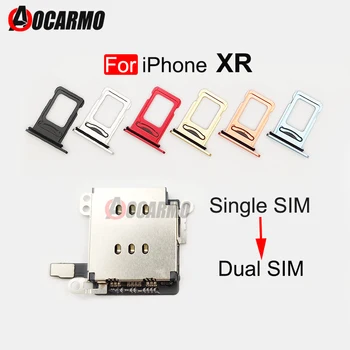 Aocarmo 5 компл./Лот За iPhone XR Устройство за четене на две SIM-карти Гъвкав Кабел + Притежателя на тавата за sim-карти Слот Адаптер Ремонт на Част от
