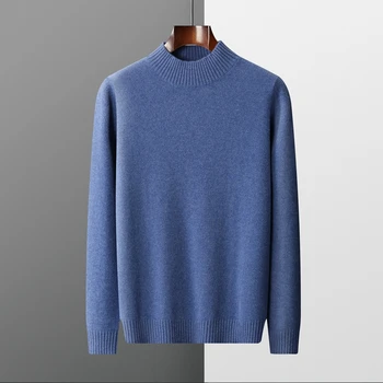 Есенно-зимния нов пуловер от 100% чиста вълна, мъжки пуловер с подплата, вязаный вълнен пуловер, ежедневното топло мъжко палто