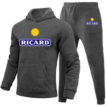 Мъжки hoody Ricard + панталони, комплект от 2 теми, ежедневни спортни облекла, блузи, есенно-зимния нов спортен костюм, топла