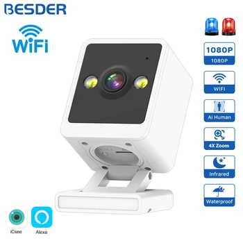 BESDER Wifi IP Камера 1080P следи бебето за помещения Цветно Нощно Виждане Откриване на Човек 2MP ВИДЕОНАБЛЮДЕНИЕ Безжична Камера за Наблюдение iCSee App