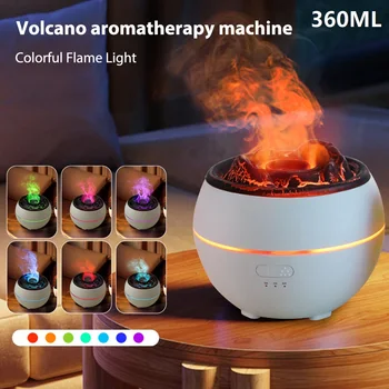 Овлажнител на въздуха Flame Volcano USB, ароматни дифузьор, дифузор етерични масла, ултразвукова спрей за мъгла, лека нощ за домашния офис