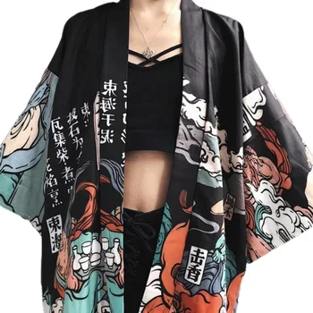 Кимоно женски 2023 Японското кимоно Жилетка Cosplay Риза блуза за жените Японската юката женски лятно плажно кимоно FF1126