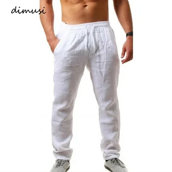 Мъжки памучни ленени панталони Мъжки летни дишащи обикновена ленени панталони за фитнес градинска облекло yms Joer Clotin 3XL