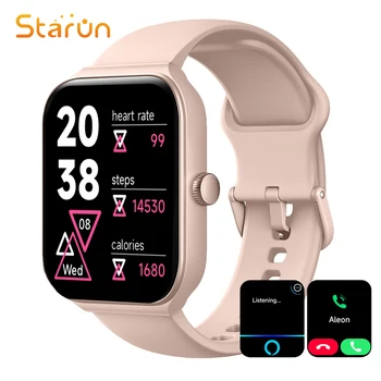 Starun Мъжки женски умен часовник 5ATM Водоустойчив Bluetooth-предизвикателство, сензора за кислород в кръвта, фитнес тракер, 100 + спортен Алекса, вграден 1,95 инча