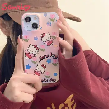 Сладък Kawaii Здравей Kittys Sanrio Аниме Калъф За Телефон iPhone 14 13 12 11 X Pro Max Plus Калъф За Телефон Защитната Обвивка Играчки за Момичета