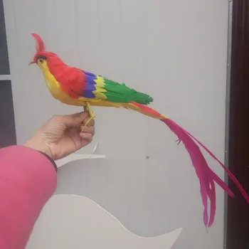 боядисана птица Феникс с пера, голяма 50 см играчка модел, украса за дома, подарък за коледа h1109