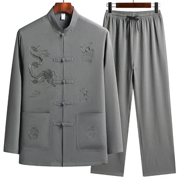 Костюм Тан, мъжки дрехи, коварен ежедневното палто за татко, рокля-туника от дядо в китайски стил с висока яка, китайски костюм-tunica