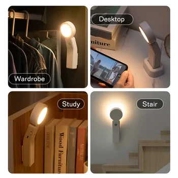 Led лека нощ и с Датчик за Движение, Ротация на 360 °, USB Акумулаторна Затемняющий Лестничный Лампа, монтиран на стената Лампа за Антре, Баня, Спалня, Кухня