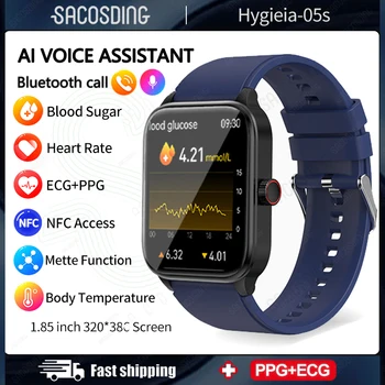 2023new Bluetooth Предизвикателство NFC AI Медицинска Диагностика на Здравословни Нива на кръвната Захар Смарт Часовници ECG + ТОЧКИ Сърдечната Честота Кръвно Налягане HRV Smartwatch