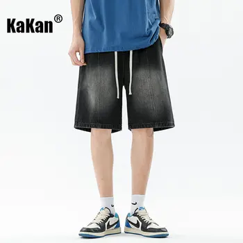Kakan - годишната градиент нашивка, реколта мъжки дрехи, дънки, непринуден ежедневни дънкови шорти-капри K24-BK1508