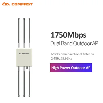 1750 Mbps Gigabit POE Безжичен външен AP router двухдиапазонная точка за достъп за Wifi AP 802.11 AC 6*8dBi антена WiFi за Покриване на базова станция