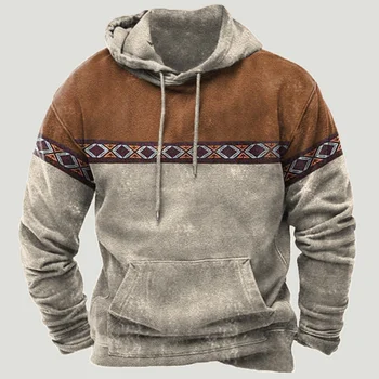 Етнически печати Стил мъжки дрехи мозайка есен зима Модерни ежедневни свитшоты ded Sweatershirt на експозиции