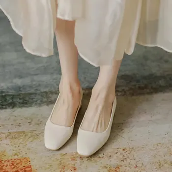 Обувки на равна подметка дамски обувки от естествена кожа с гумено покритие Дамски обувки на плоска подметка с гумено покритие