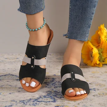 Дамски Сандали 2023, Лятна Новата Модерна Плажна обувки, Дамски Ежедневни обувки на Нисък ток с отворени пръсти, Дамски Модни Дамски Сандали