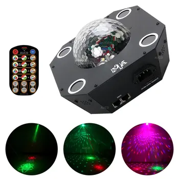 AUCD НЛО Remote 4 Eyes 30 Big Gobos RGRG Проектор Лазерни Светлини RGBW LED Диско-Топка DMX Лъч DJ Party Show Сценичното Осветление WQ35