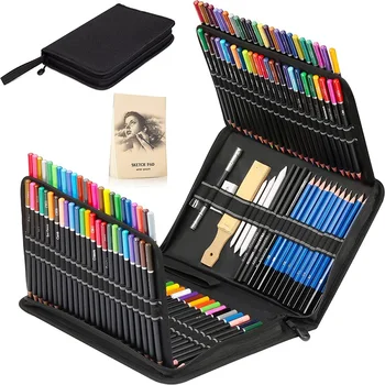 145 бр., комплект цветни моливи, 120 цвята, професионалните моливи за възрастни, книжки за оцветяване, художествени пособия за рисуване, чертане, бродирани