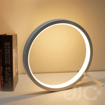 Кръгла светодиодна настолна лампа JJC Бутон USB с плавно затъмняване лампи за четене за четене Декор спални лека нощ нощно шкафче