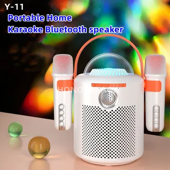 100 W Безжичен Високоговорител Микрофон, Всичко-в-едно, Определени За Парти на Открито Преносим K Song Bluetooth Soundbox със Звукова карта Музикален Център TF
