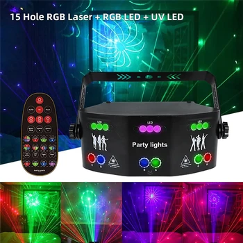 15 очите RGB Дискотека на DJ лазерен лъч светлинна проектор DMX дистанционно стробоскоп с лек ефект на Коледно парти празнични светлини Хелоуин